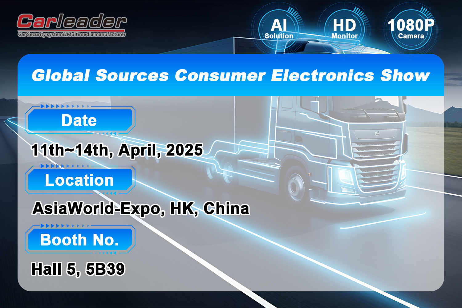 Vítejte na návštěvě našeho stánku na Global Sources Consumer Electronics Show ---- Shenzhen Carleader