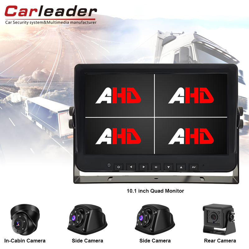 Upgradujte své monitorovací zkušenosti s Carleader 10,1-palcové vstupy 4AV vstupy Quad View AHD vozidlo Monitor a sada kamery
