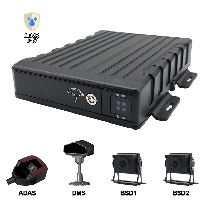 4CH IP67 voděodolný AI SD mobilní DVR Podpora ADAS+DMS+BSD