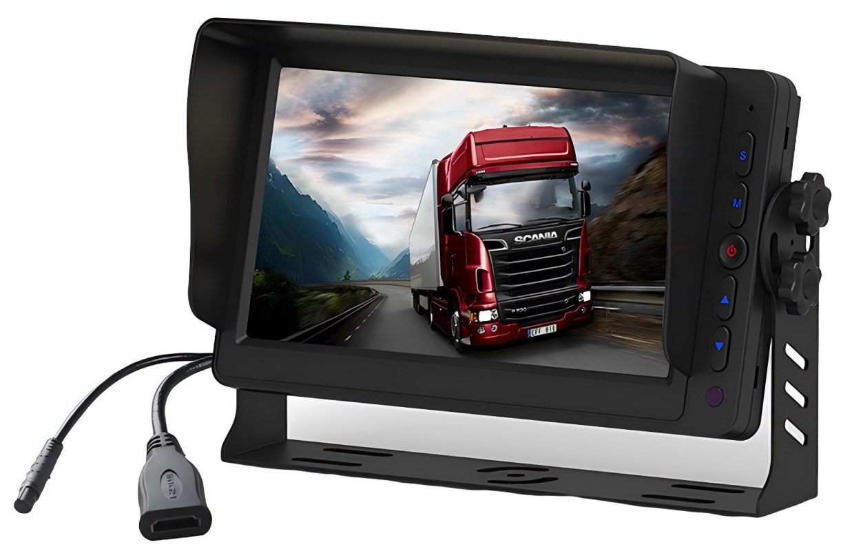 7palcový HDMI monitor vozidla s duálními AV vstupy, reverzním spouštěním a vestavěným reproduktorem